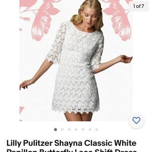 NWT Lily Pulitzer White Butterfly Papillon lace shift dress